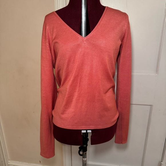Banana Republic Sweaters - Banana Republic Sweater Womens Size M Pink Silk Blend V-neck Preppy Casual